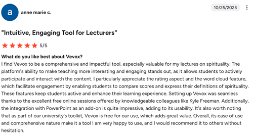 G2 review from educator